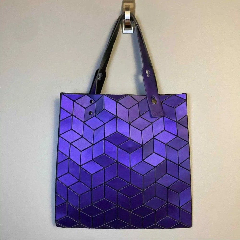 RARE Issey Miyake Bao Bao tote bag metallic purple cubes / squares